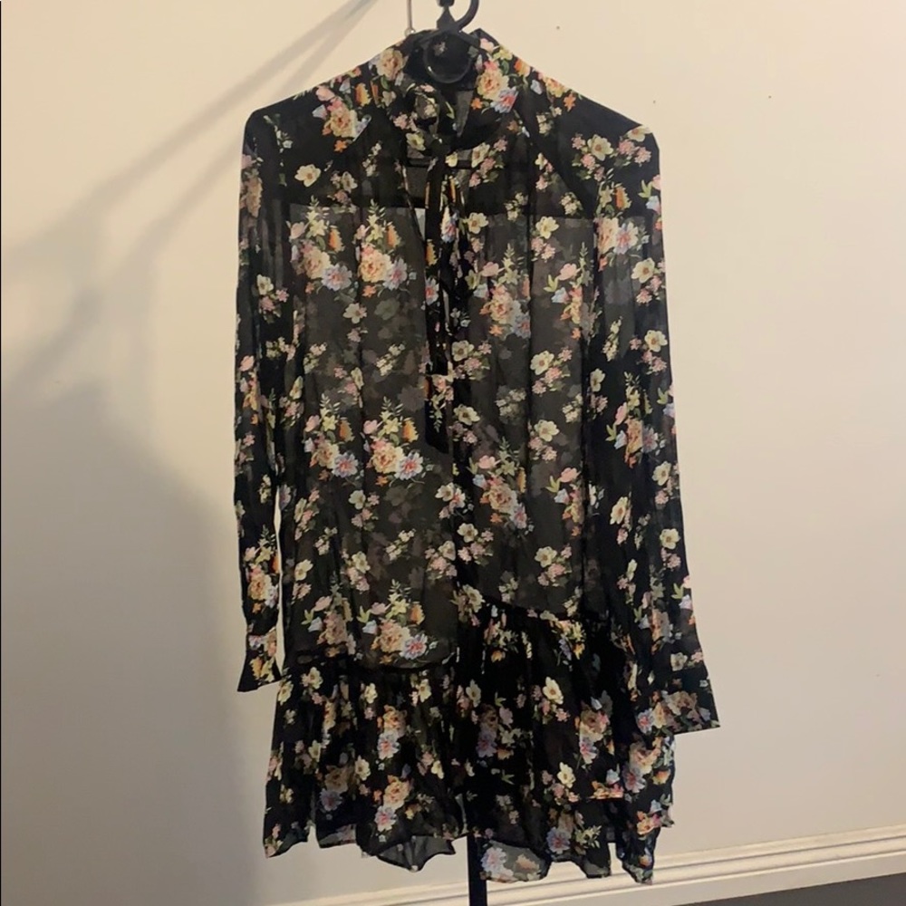 Zara Floral Sheer Midi Dress